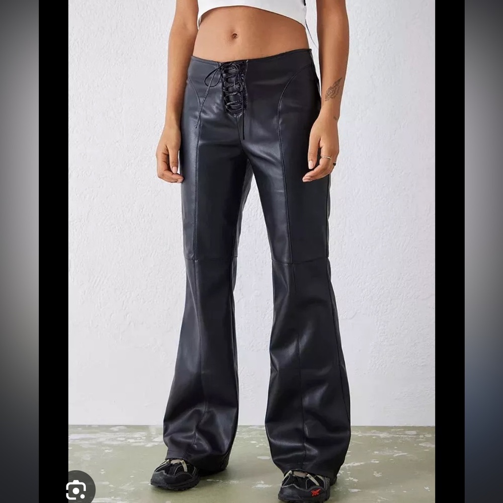 Urban outfitters high waisted flare faux leather pants